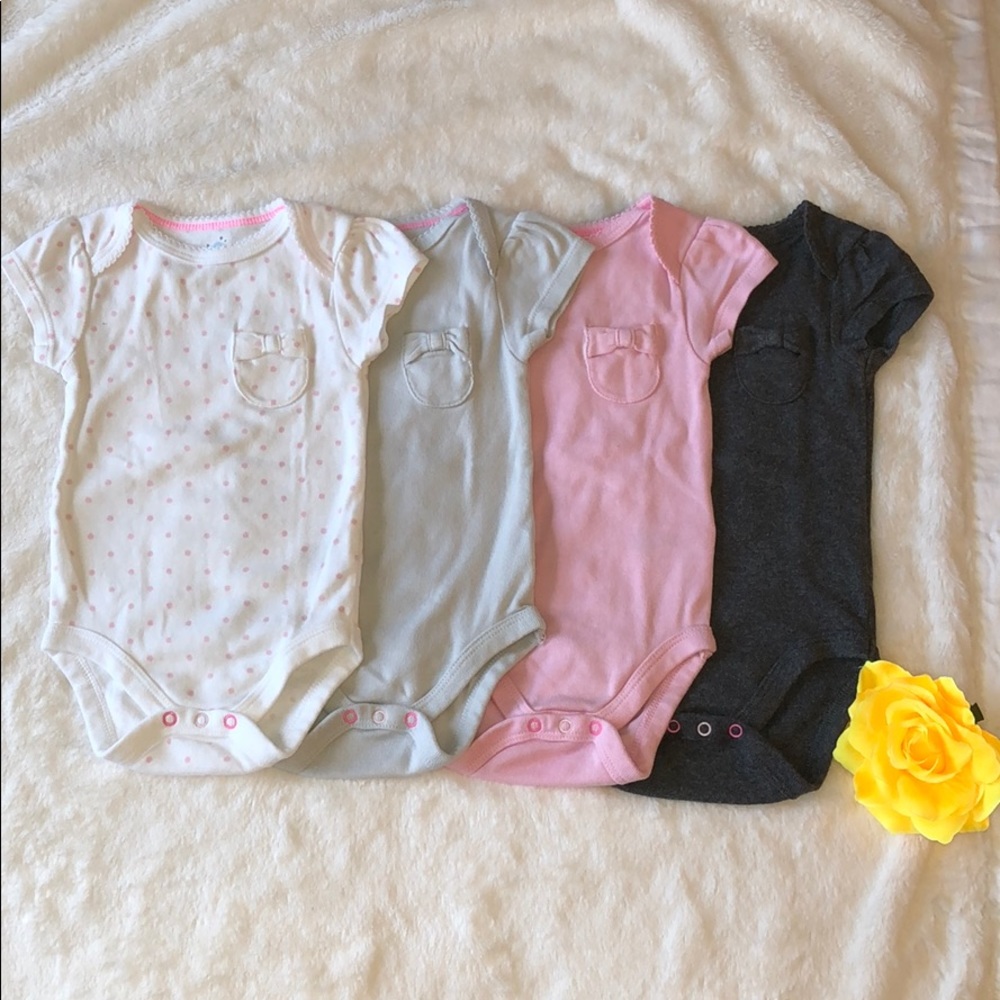 Baby Girls' 4pk Pocket Shorts Sleeve Bodysuit